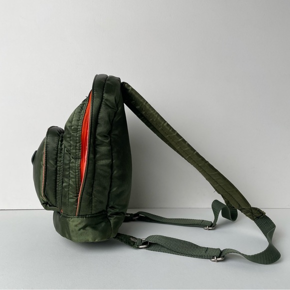 Vintage Dr. Martens Green Orange Nylon Flight Jacket Utility Small Mini Backpack - Picture 8 of 16